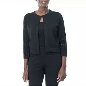 Nina Leonard Women's Three Quarter Sweater Bolero ~ Black